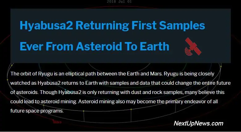 Ryugu Returning First Samples Ever From Asteroid To Earth